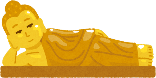 Illustration of a Gold-Colored Reclining Buddha